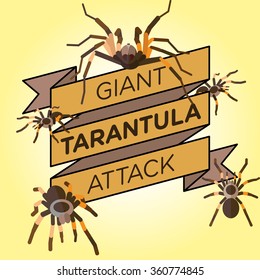 vector flat silhouette tarantula ribbon badge