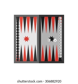 Vector flat simple backgammon table with dices icon.  Sport illustration