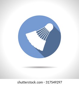 Vector flat simple badminton icon on color circle 