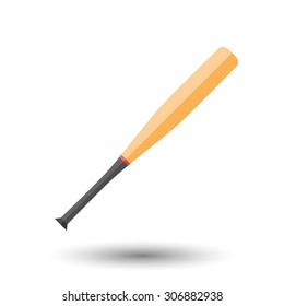 Vector flat simple baseball bat icon.  Sport illustration