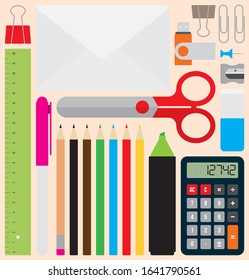 Vector flat simple design collection of business workflow at office.