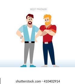 Vector flat simple friendly people character. Person icon isolated. Concept industry. Human icon. Profession man icon. Human portrait. Friends. Man. Gay couple. Handsome man, stylish boy with beard.