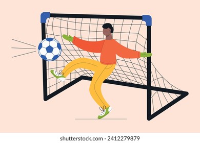  Vector flat simple illustration of a football player in modern style.