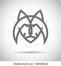 Vector flat simple minimalistic animal logo. Wolf icon, dog sign, symbol isolated on white background.  Nature park, national zoo, pet shop logo, animal food store logo.