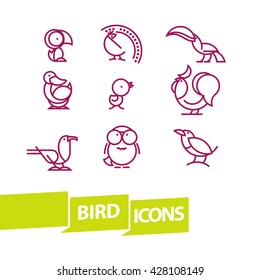 Vector flat simple minimalistic bird logo. Bird icon, animal sign, symbol isolated on white background. Nature park, national zoo, pet shop logo, animal food store logo.