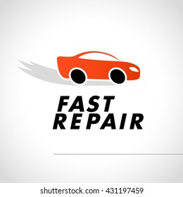 Vector flat simple minimalistic car logo. Auto icon isolated on white background. Repair service logo, garage logo, auto tuning studio insignia. Auto design. Auto illustration.