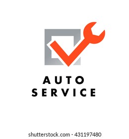 Vector flat simple minimalistic car logo. Auto icon isolated on white background. Repair service logo, garage logo, auto tuning studio insignia. Auto design. Auto illustration.