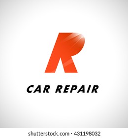 Vector flat simple minimalistic car logo. Auto icon isolated on white background. Repair service logo, garage logo, auto tuning studio insignia. Auto design. Auto illustration.