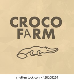 Vector flat simple minimalistic crocodile farm logo. Animal icon, reptile sign, symbol isolated on white background. Nature park, national zoo logo, nature museum logo.