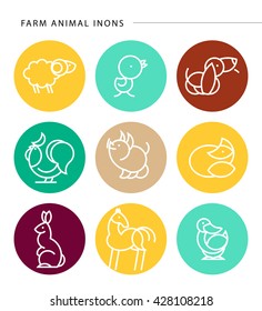 Vector flat simple minimalistic farm animal logo. Animal icon, animal sign, symbol isolated on white background. Pet shop logo, animal food store, farm product, market brand mark logo.