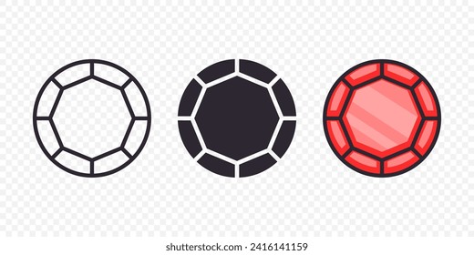 Vector Flat Simple Minimalistic Gemstone Icons Set. Diamond, Crystal, Rhinestones Closeup Isolated. Jewerly Concept. Design Template of Gemstones, Gem Clipart. Top, Front View