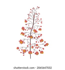 Vector flat, simple, seasonal illustration with an isolated Thalictrum delavayi bush with flowers. The concept of autumn, flora, botany, beauty. You can use the element in web design, banners, etc.