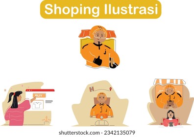 vector flat simple shopping illustration with soft colors can be used for social media needs, banner etc