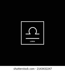 Vector flat and simple style illustration of white Astrological signs isolated on black background