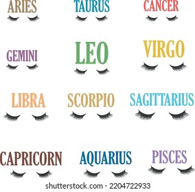 Vector flat and simple style illustration set of black Astrological signs isolated on white background, Vector zodiacal symbols. Astrology, horoscope sign, graphic design elements, printing template. 