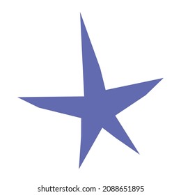 Ilustración simplificada plana vectorial con estrella abstracta púrpura (muy peri) de cinco puntas. Concepto con una forma aislada dibujada a mano sobre fondo blanco