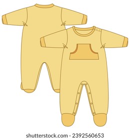 Vector flat sketch of baby clothes, fashion design VECTOR for baby girls and boys. You can use it as a base in your collection, color it however you want and place your print pattern. baby