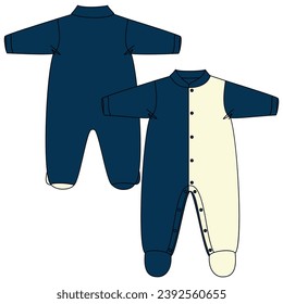 Vector flat sketch of baby clothes, fashion design VECTOR for baby girls and boys. You can use it as a base in your collection, color it however you want and place your print pattern. baby