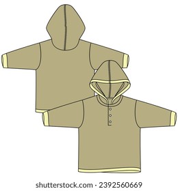 Vector flat sketch of baby clothes, fashion design VECTOR for baby girls and boys. You can use it as a base in your collection, color it however you want and place your print pattern. baby