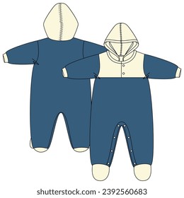 Vector flat sketch of baby clothes, fashion design VECTOR for baby girls and boys. You can use it as a base in your collection, color it however you want and place your print pattern. baby