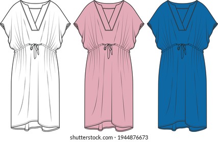 vector flat sketch dress designs for women