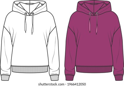 vector flat sketch hoodie design for women