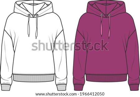 vector flat sketch hoodie design for women