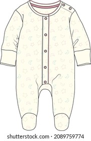 Vektorflache Sketch-Mond und sternnahtlose Muster-Liebhaber für Babys.