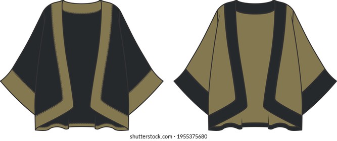 Vector flat sketch poncho designs for colored with 2021 summer colors for women