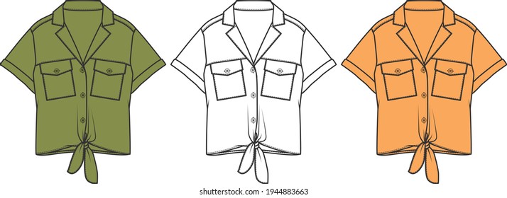 Vector flat sketch shirt designs for women.