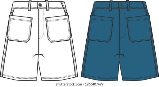 vector flat sketch shorts design for women