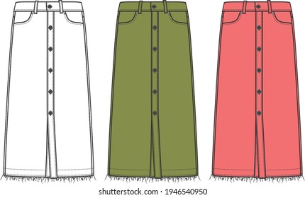 vector flat sketch skirt design.