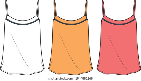 Vector flat sketch strappy blouse designs for women.