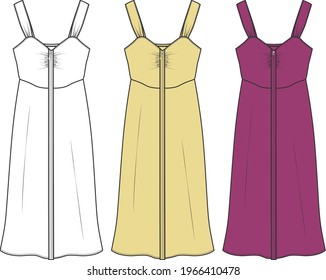 vector flat sketch summer dress design for women