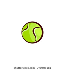 vector flat sketch tennis ball, sport equipment object for your graphic design or web design element. Isolated illustration on a white background