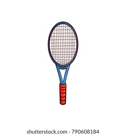 vector flat sketch tennis racquet sport equipment object for your graphic design or web design element. Isolated illustration on a white background