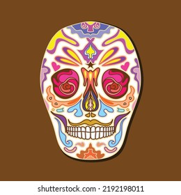 vector flat skull mask with the theme celebrating the Dia de muertos festival
