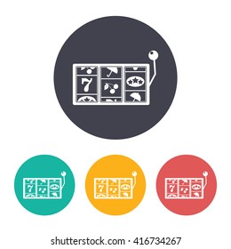 Vector flat slot icon with set of 3 colors . Casino icon 