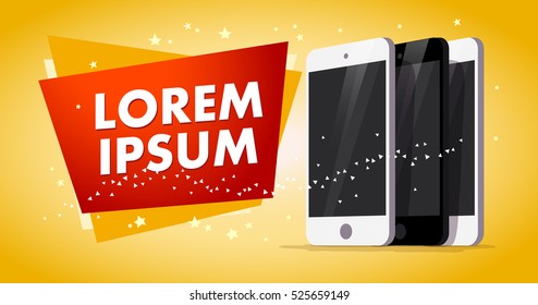 Vektorflaches Smartphone, einzelne Illustration. Cartoon-Stil. Modernes digitales Gerät, Modell.  Gut für den Verkauf Banner, Sonderangebot, Faltblatt Design.