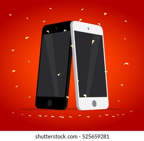 Vector flat smartphone isolated illustration. Cartoon style. Modern digital device mock up.  Good for sale banner, special offer flayer, leaflet design.