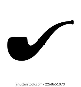 Vector flat smoking pipe silhouette isolated on white background