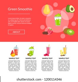 Vector flat smoothie elements landing page template illustration. Info banner and poster