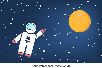 Vector flat space design background with cosmonaut