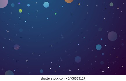 Vector flat space design background , Cute planet and stars , eps10