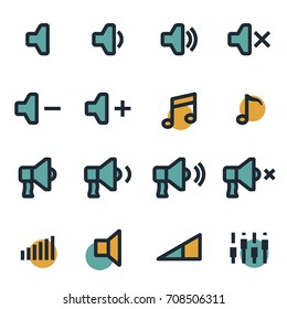 Vector flat speaker icons set on white background