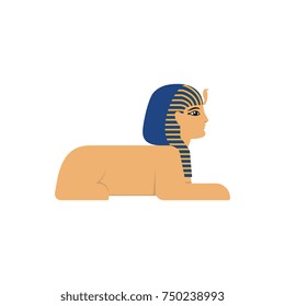 vector flat sphinx - ancient egypt mythical creature with head human woman and lion body icon. Isolated illustration on a white background.