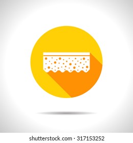 Vector flat sponge icon on color circle 