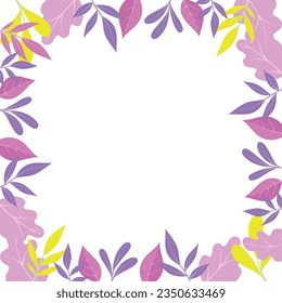 Vector flat spring background. leaf frame.