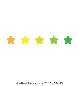 vector flat star icon, star rating sign, five star review icon illutration on white background..eps