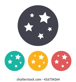 Vector flat stars icon with set of 3 colors  